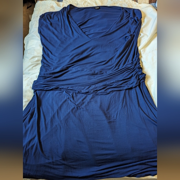 Torrid sz6 (6X) blue super soft midi ruched dress GUC - Picture 6 of 7